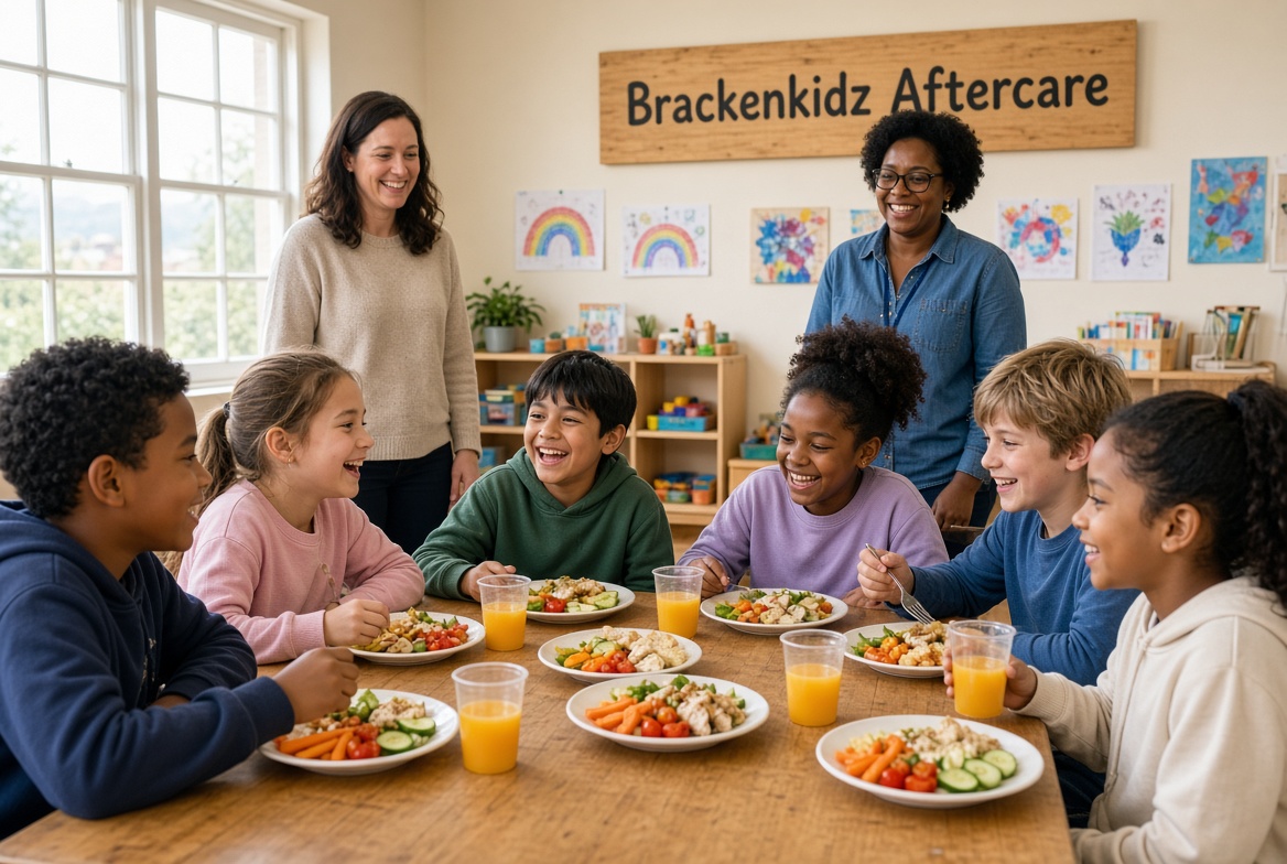 Children eating together at Brackenkidz Aftercare